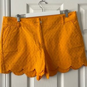 Crown & Ivy Orange Scalloped Women Shorts